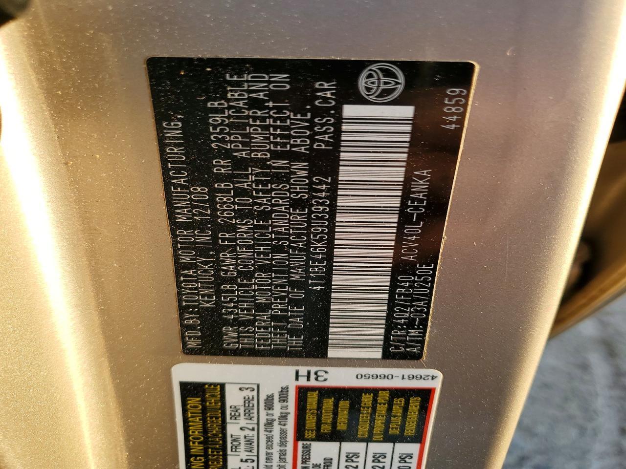 2009 TOYOTA CAMRY