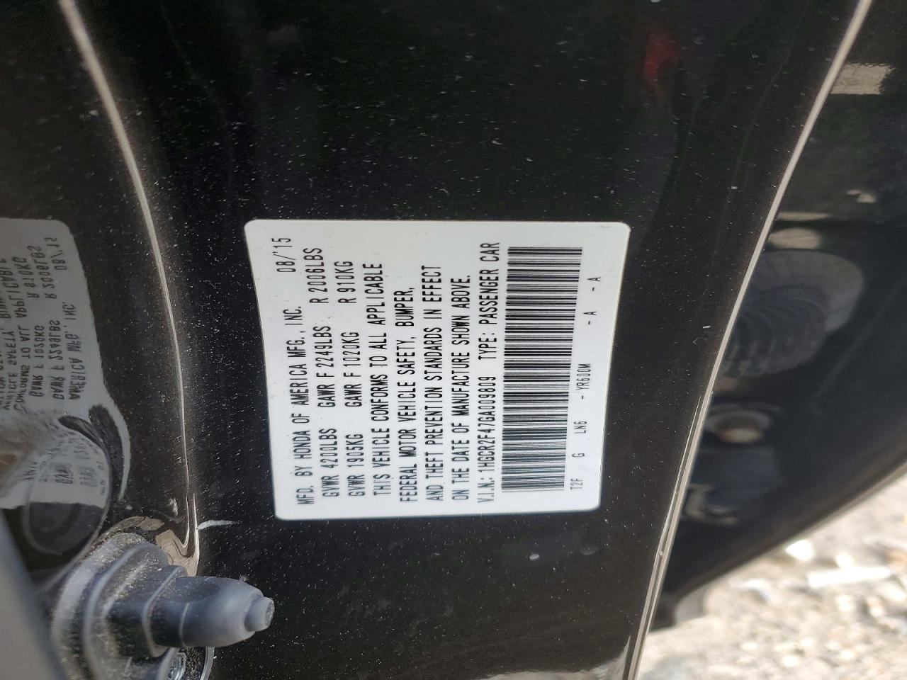 2016 HONDA ACCORD