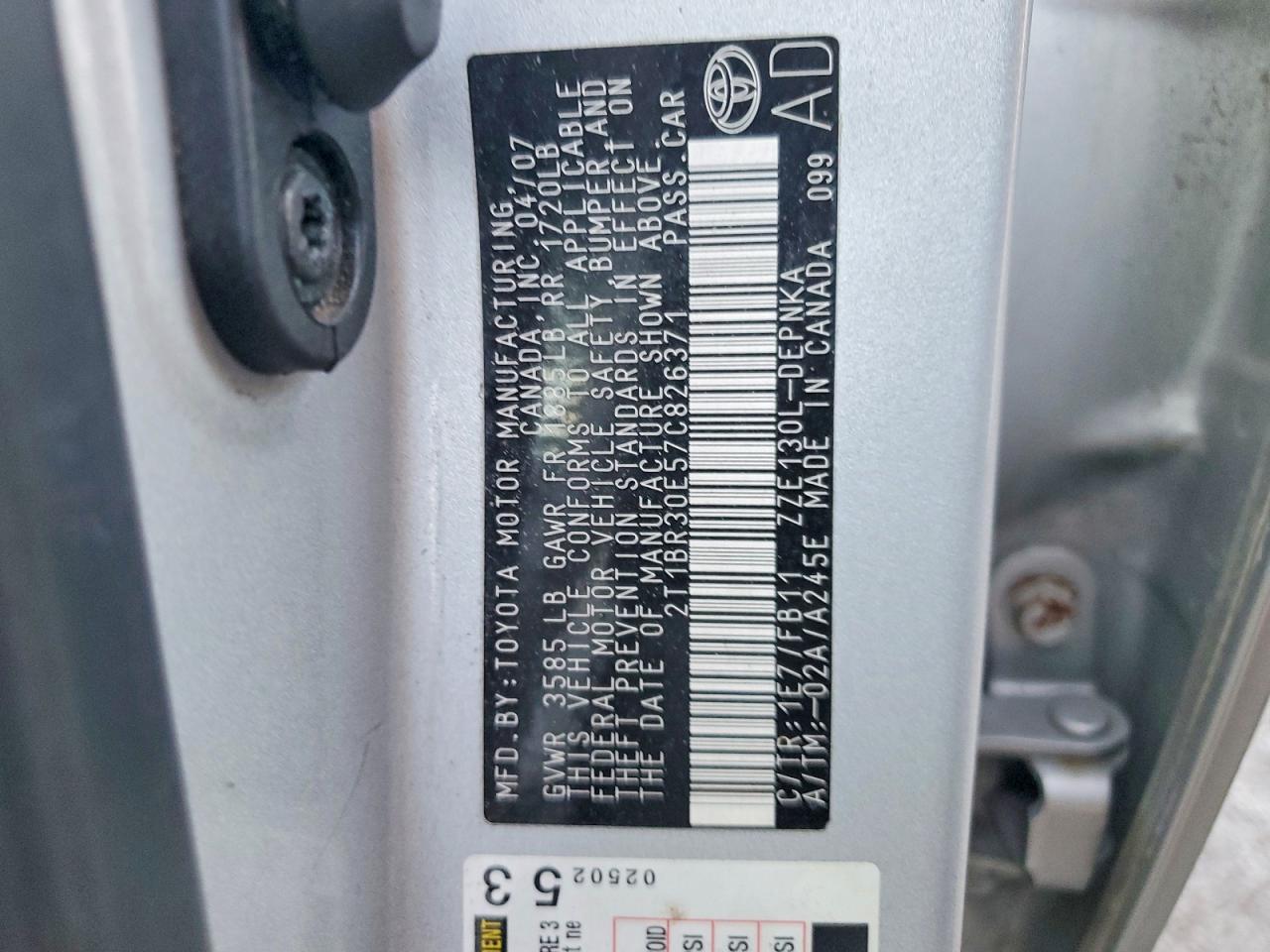 2007 TOYOTA COROLLA