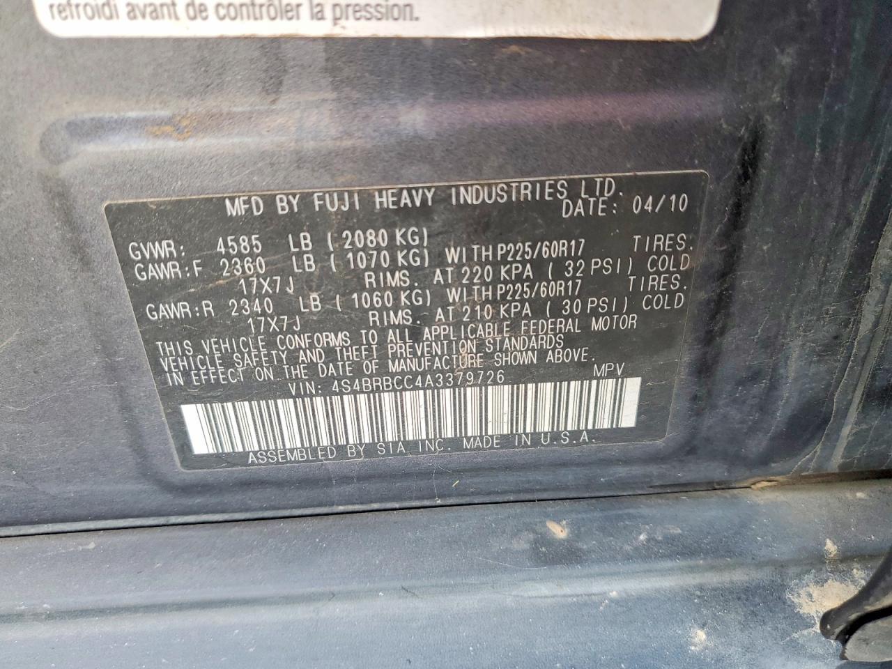 2010 SUBARU Outback