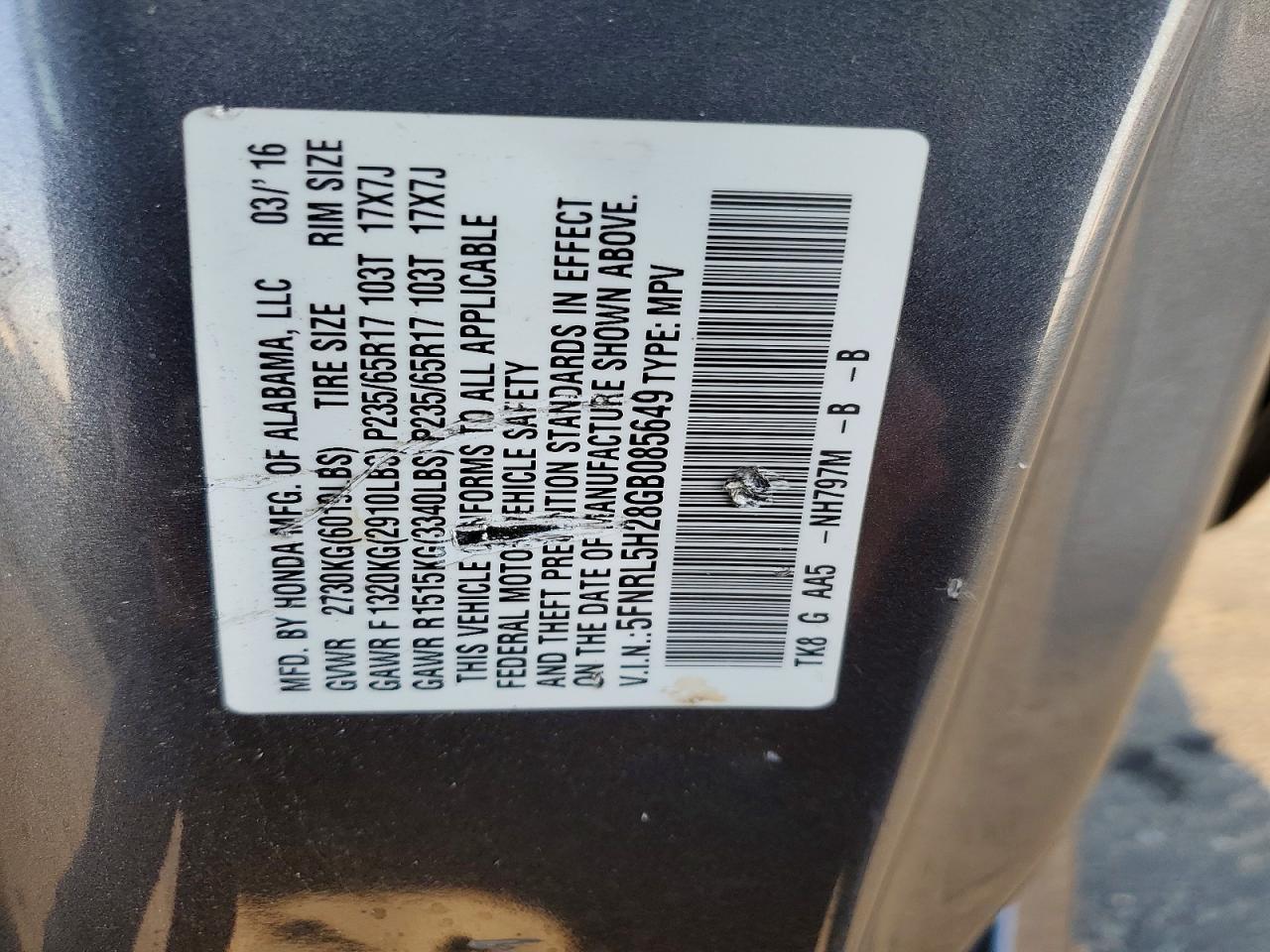 2016 HONDA ODYSSEY