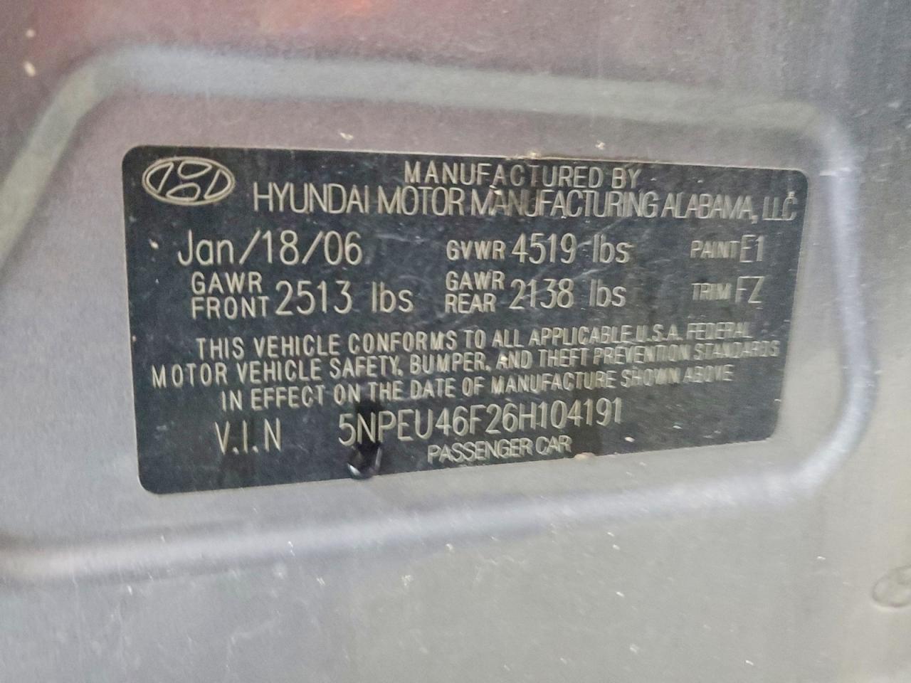 2006 HYUNDAI SONATA