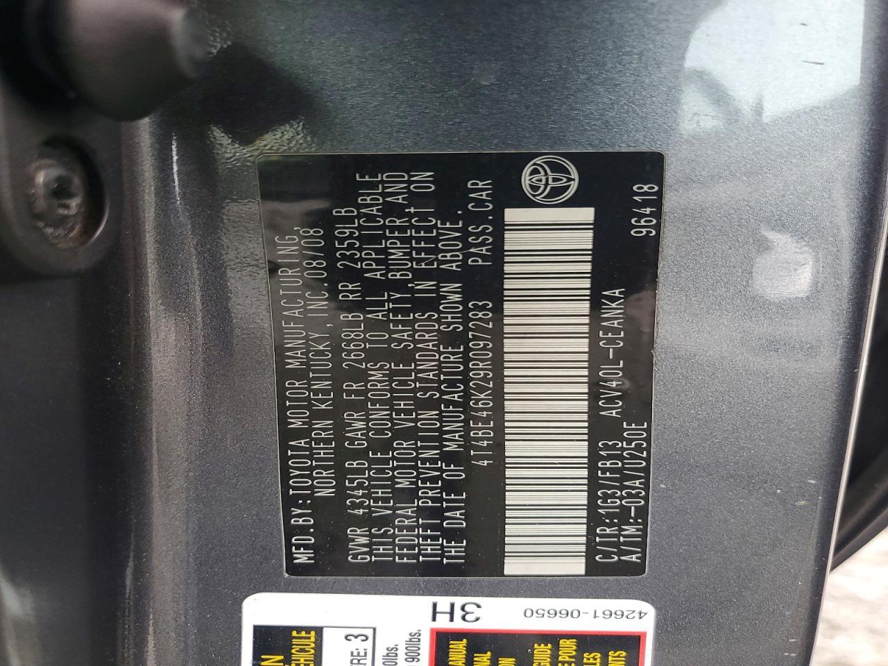 2009 TOYOTA CAMRY