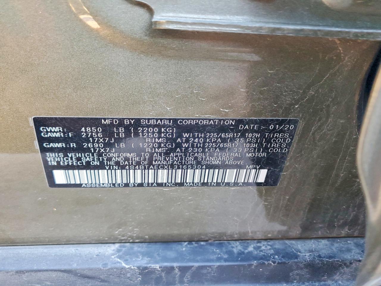 2020 SUBARU Outback