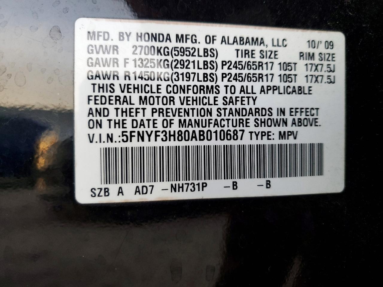 2010 HONDA PILOT