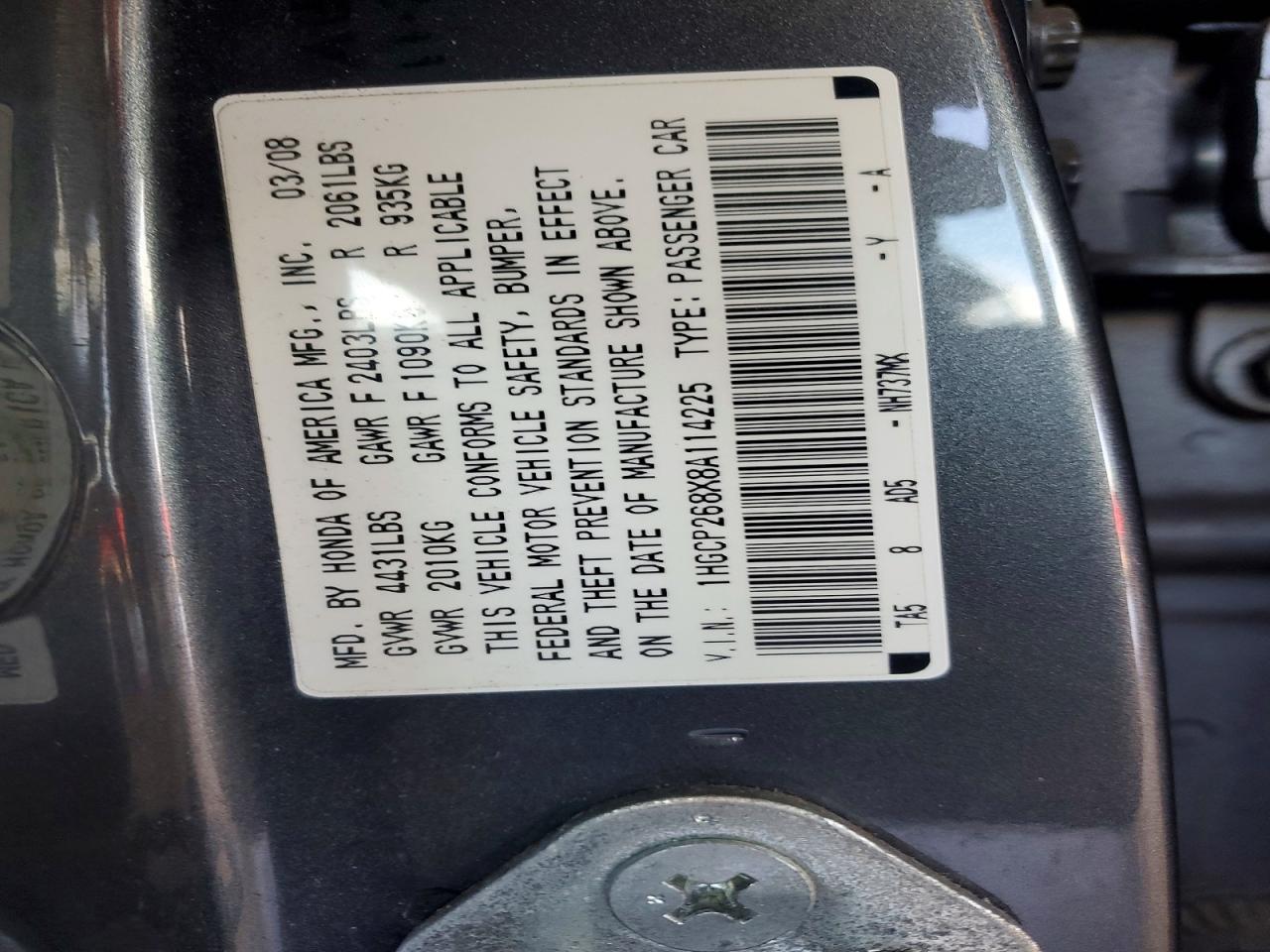 2008 HONDA ACCORD
