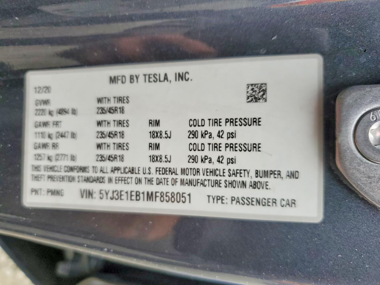 2021 TESLA MODEL 3