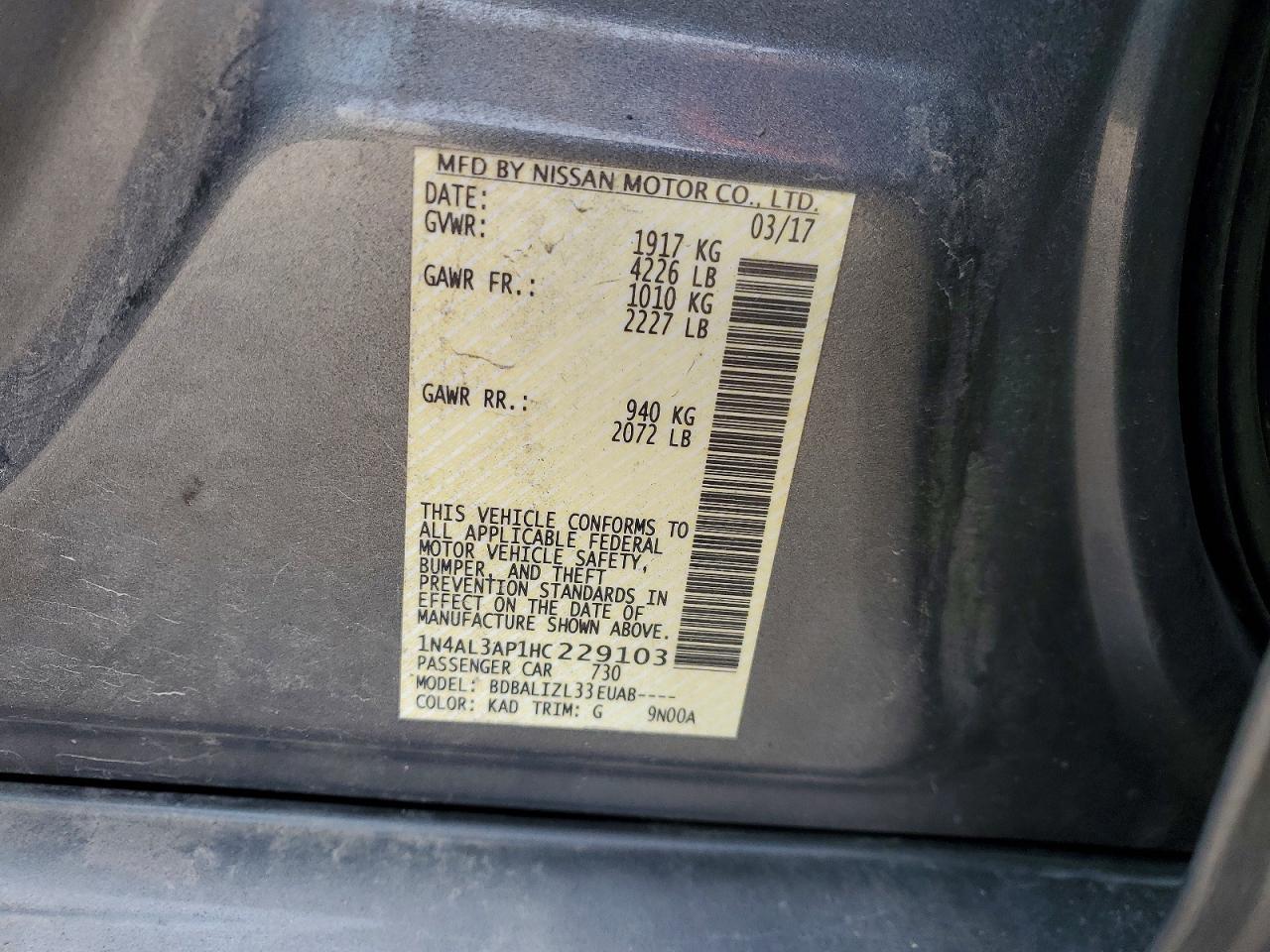 2017 NISSAN ALTIMA