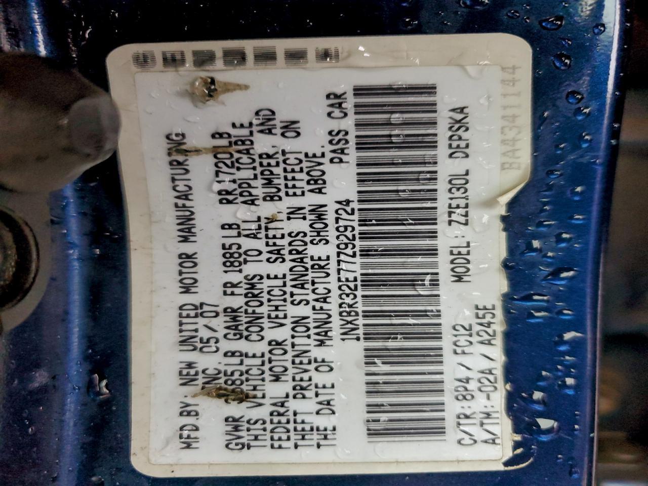 2007 TOYOTA COROLLA