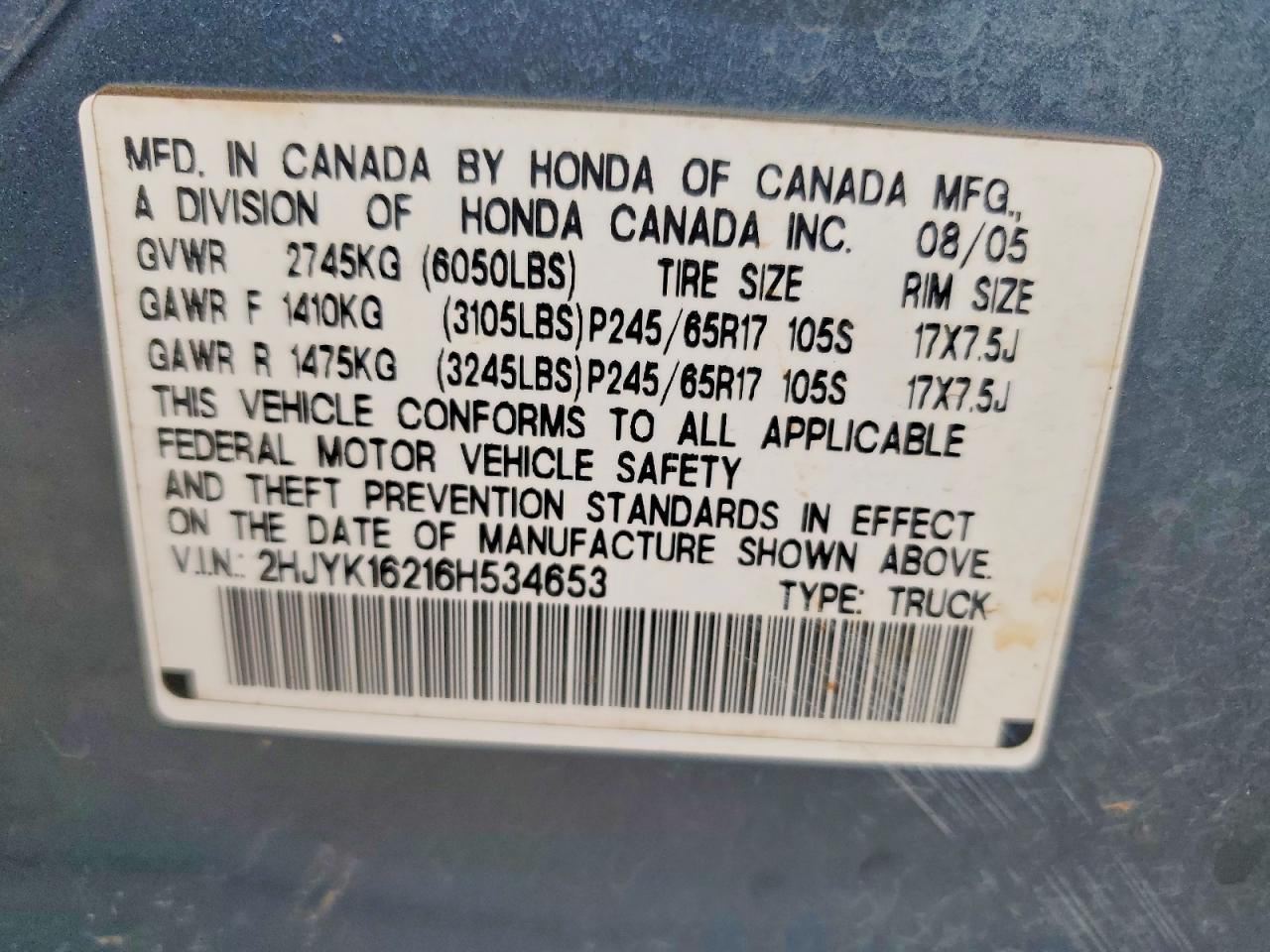 2006 HONDA Ridgeline