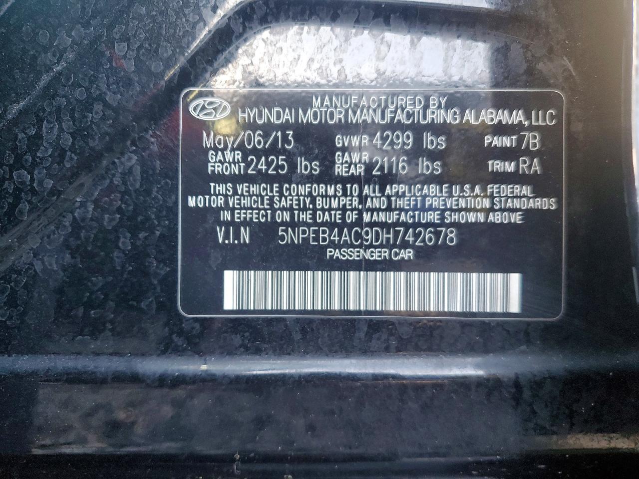 2013 HYUNDAI SONATA