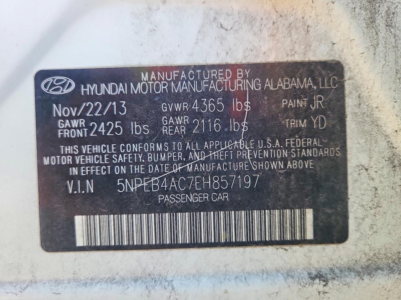 2014 HYUNDAI SONATA