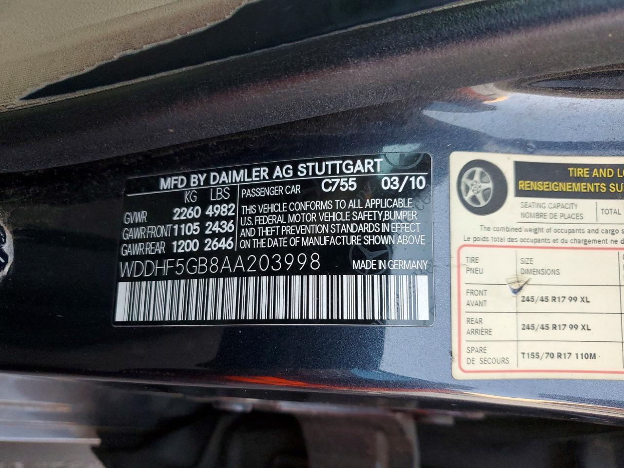 2010 MERCEDES-BENZ E-Class