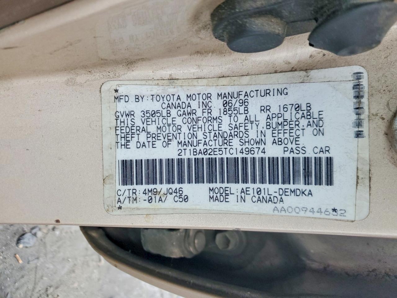 1996 TOYOTA COROLLA