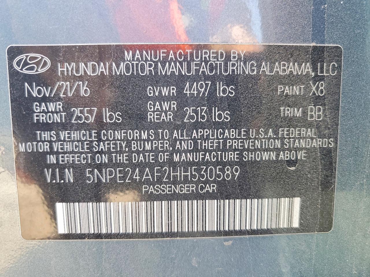 2017 HYUNDAI SONATA