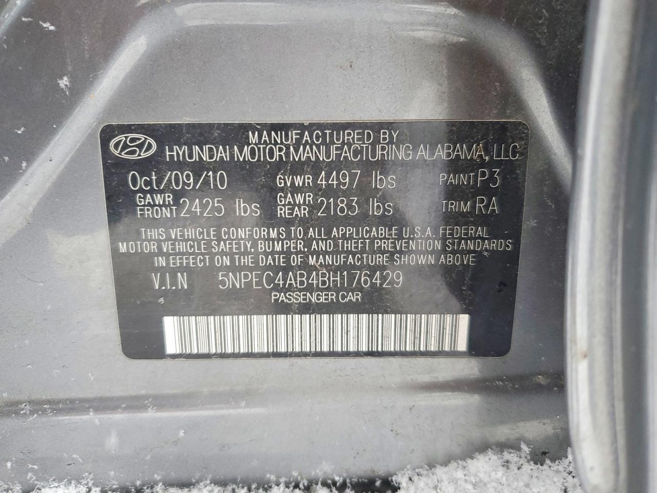 2011 HYUNDAI SONATA