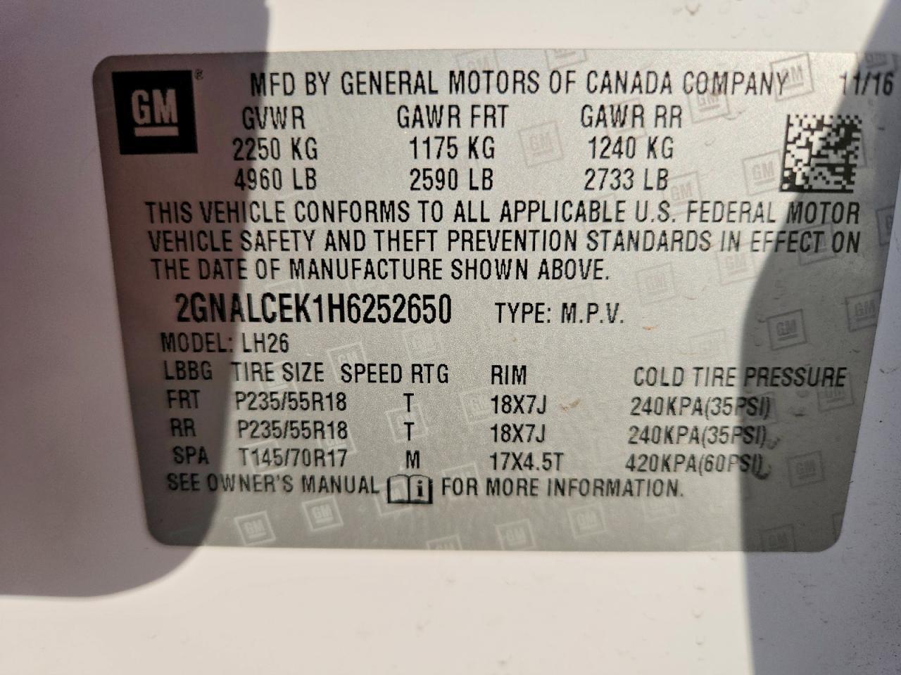 2017 CHEVROLET EQUINOX