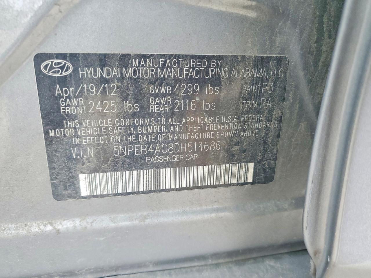 2013 HYUNDAI SONATA