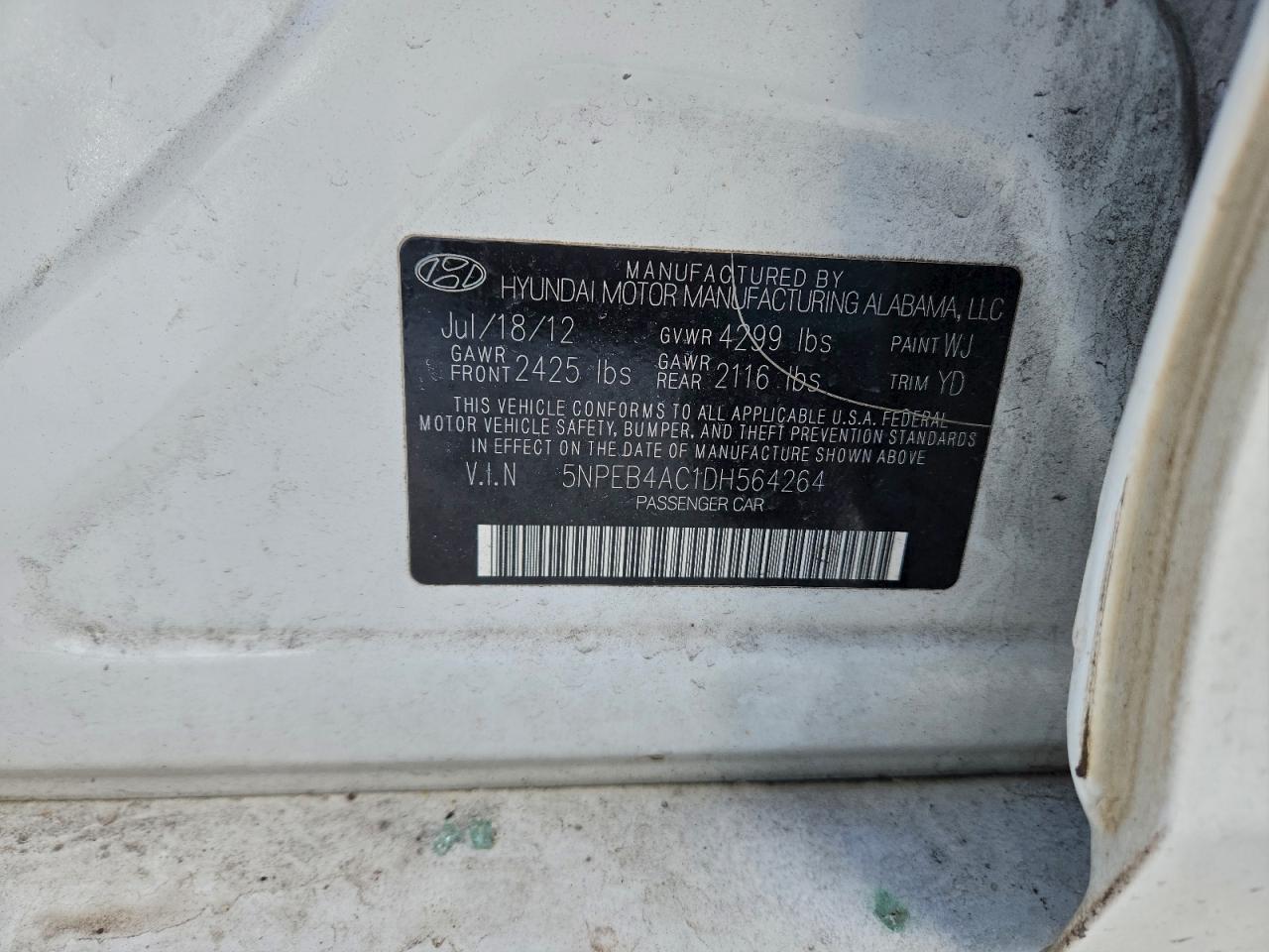 2013 HYUNDAI SONATA