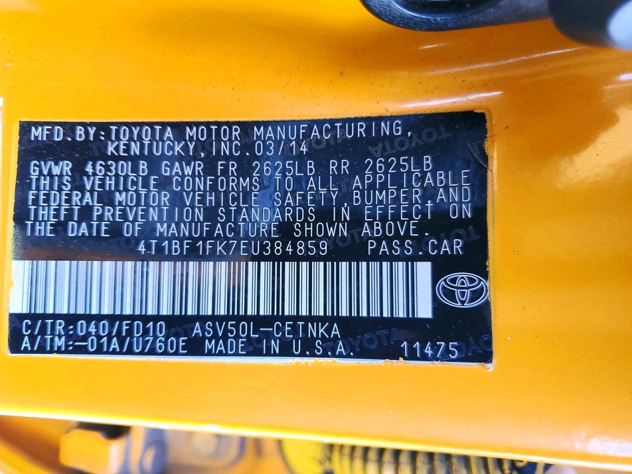 2014 TOYOTA CAMRY
