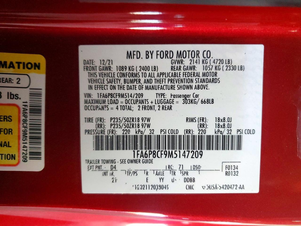 2021 FORD MUSTANG