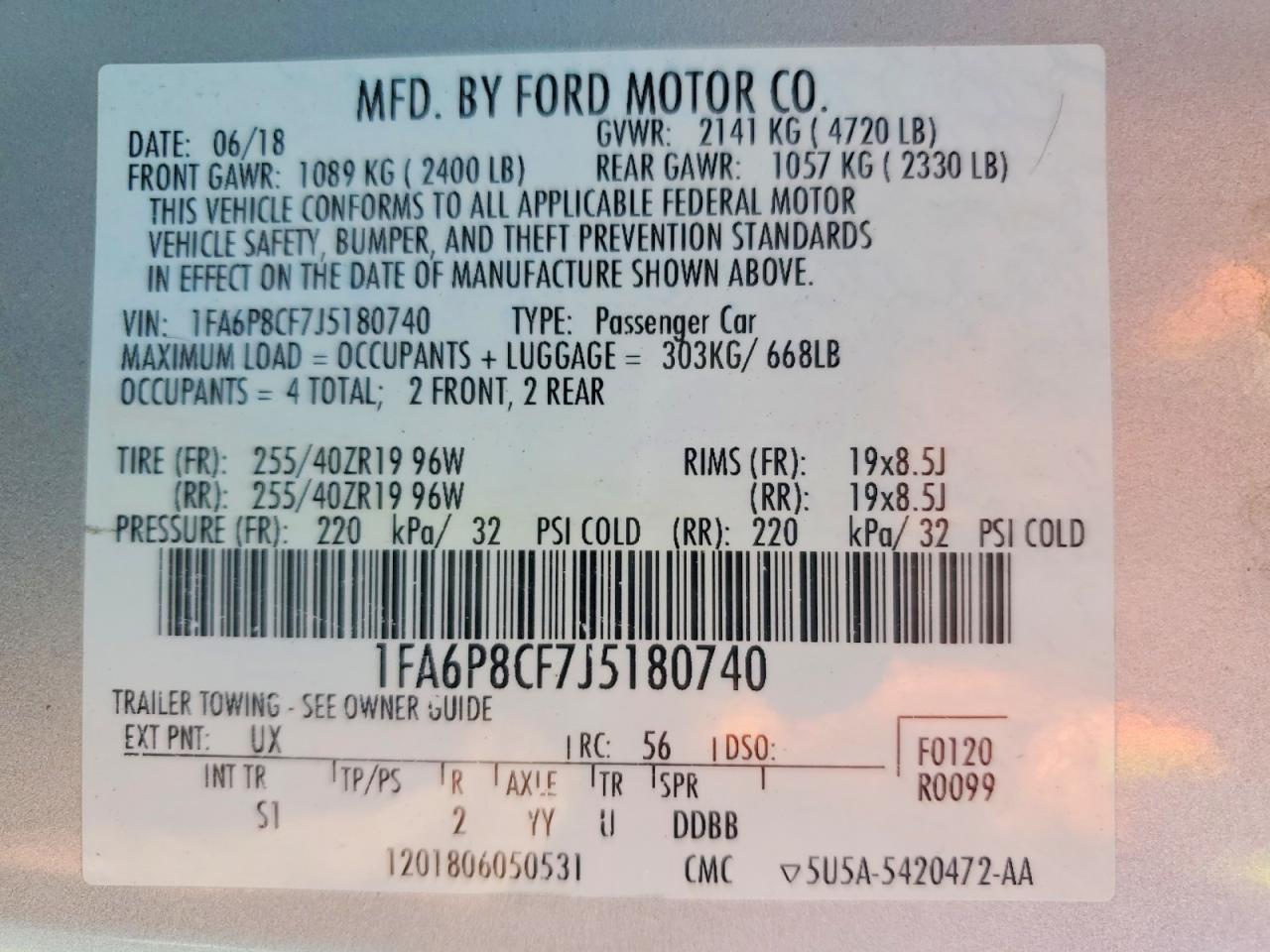 2018 FORD MUSTANG