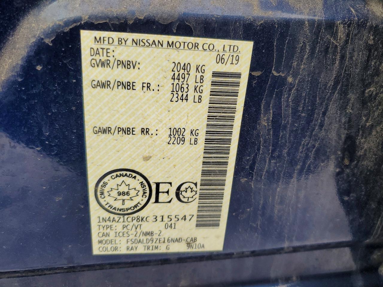 2019 NISSAN LEAF
