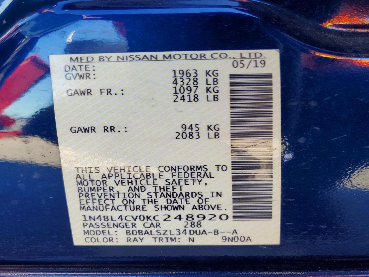 2019 NISSAN ALTIMA