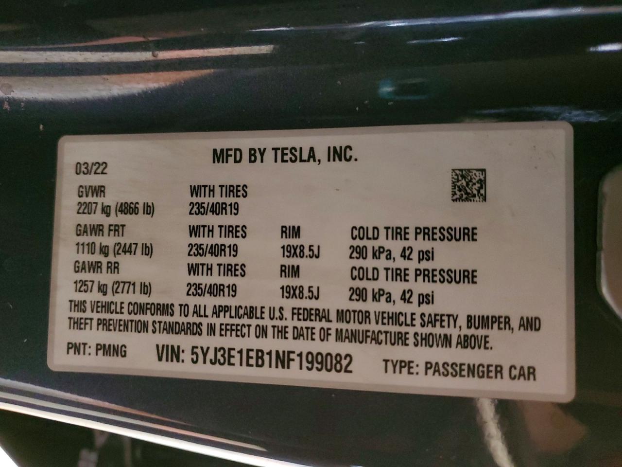 2022 TESLA MODEL 3