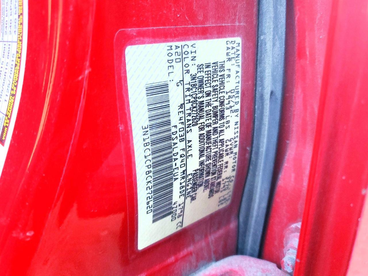 2012 NISSAN VERSA