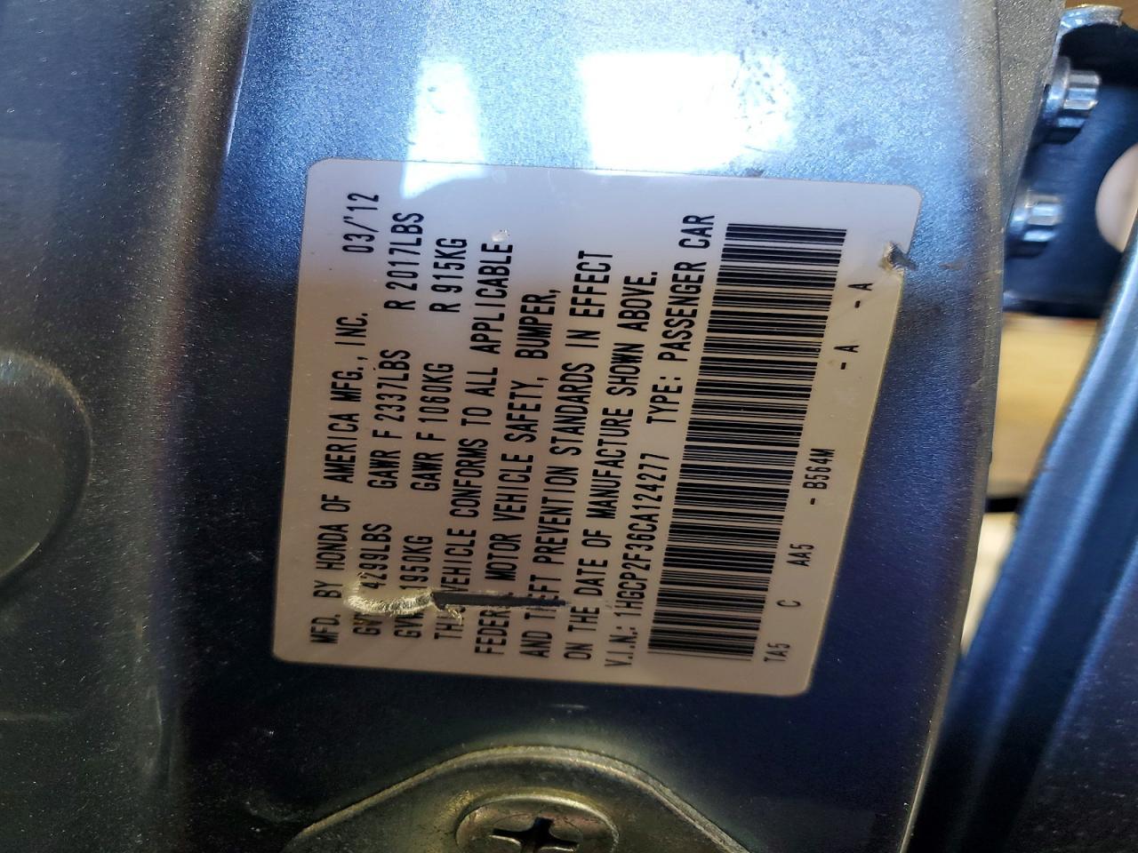 2012 HONDA ACCORD