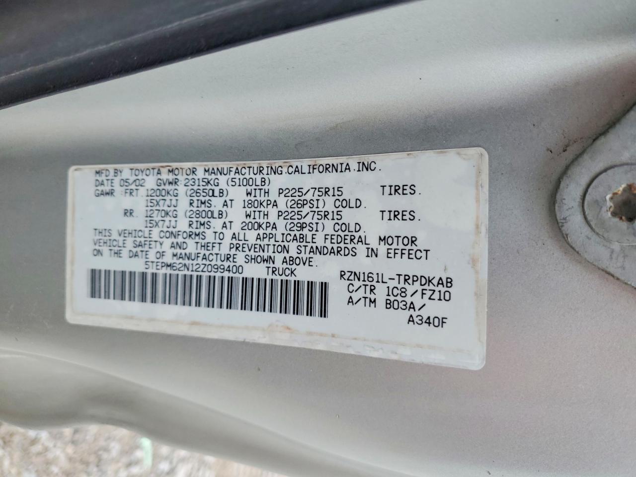 2002 TOYOTA TACOMA