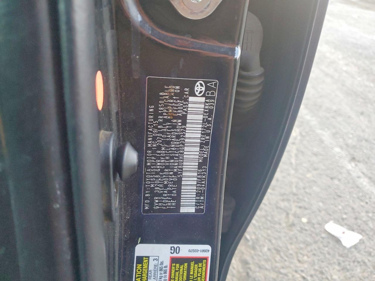 2016 TOYOTA COROLLA