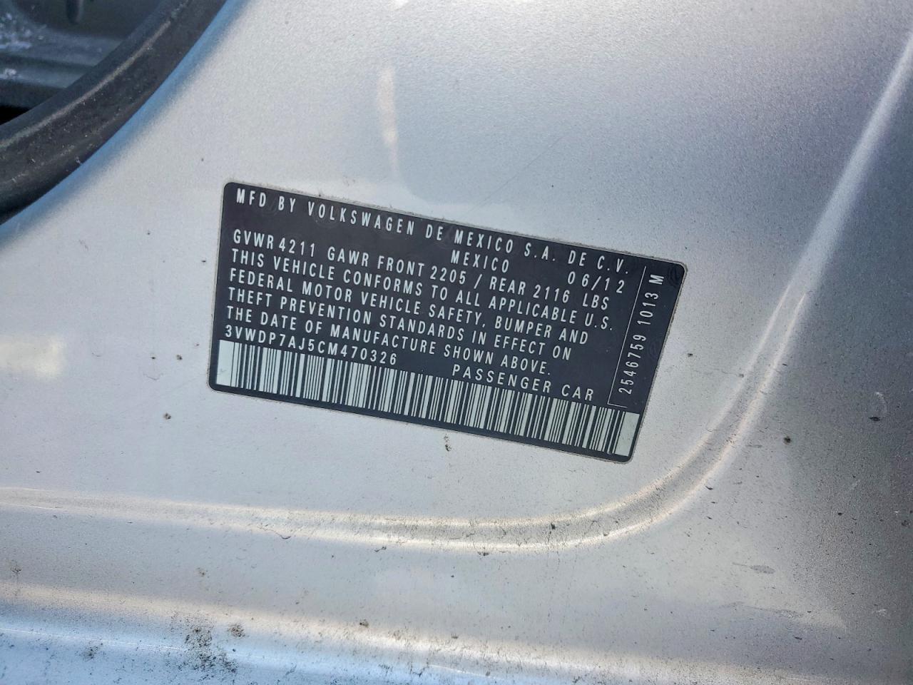 2012 VOLKSWAGEN JETTA