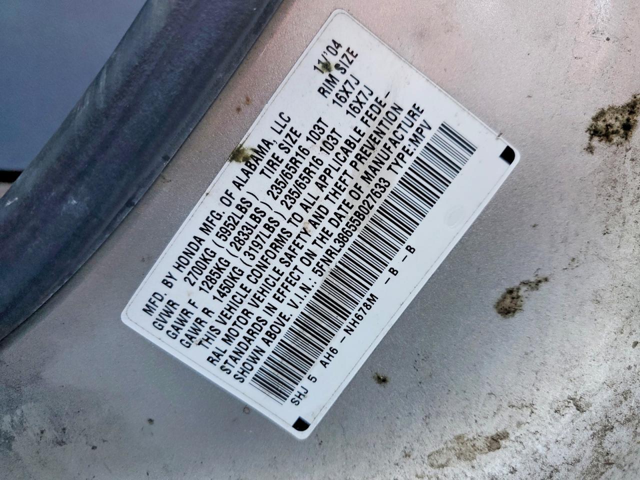 2005 HONDA ODYSSEY