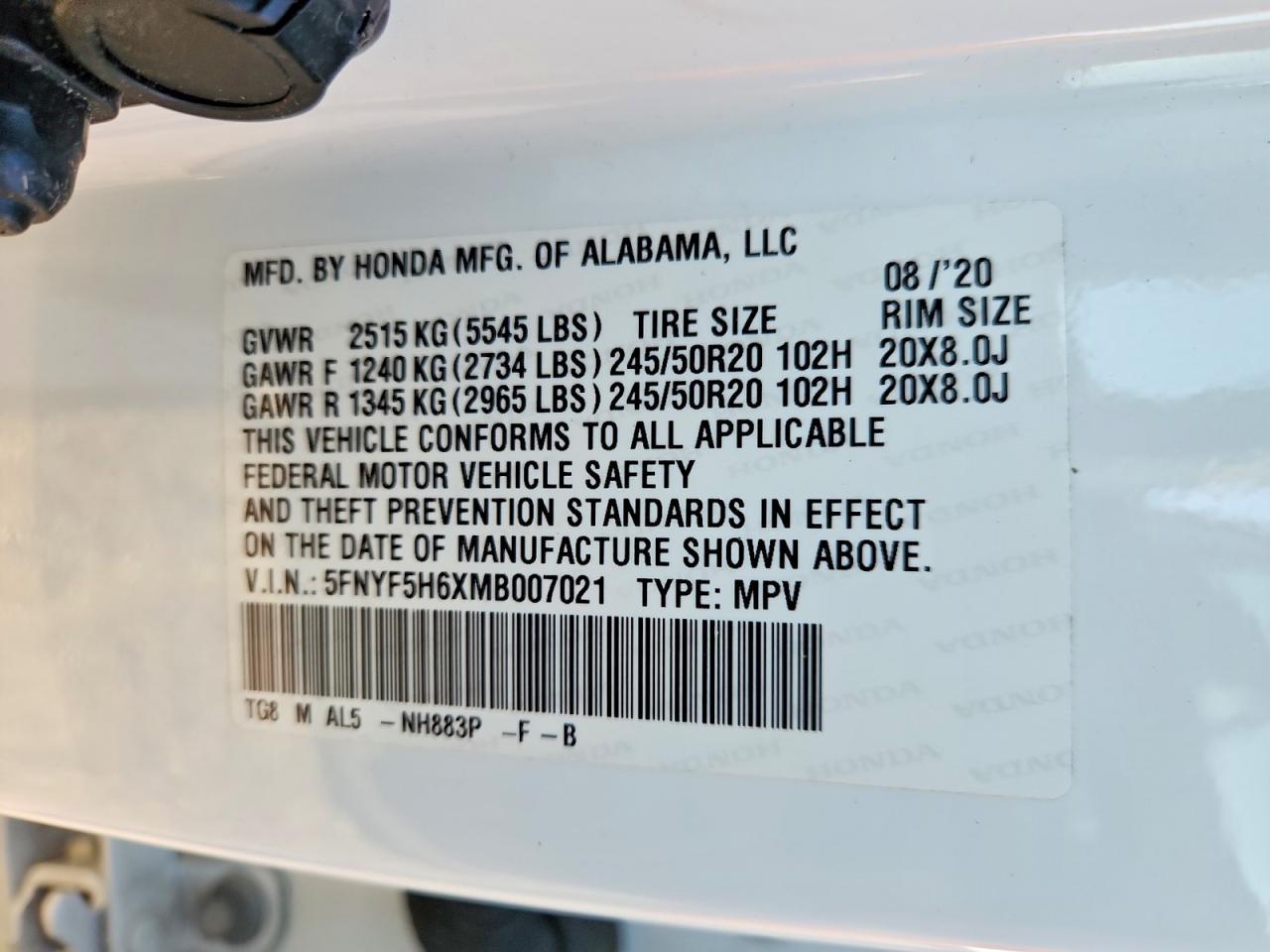 2021 HONDA PILOT