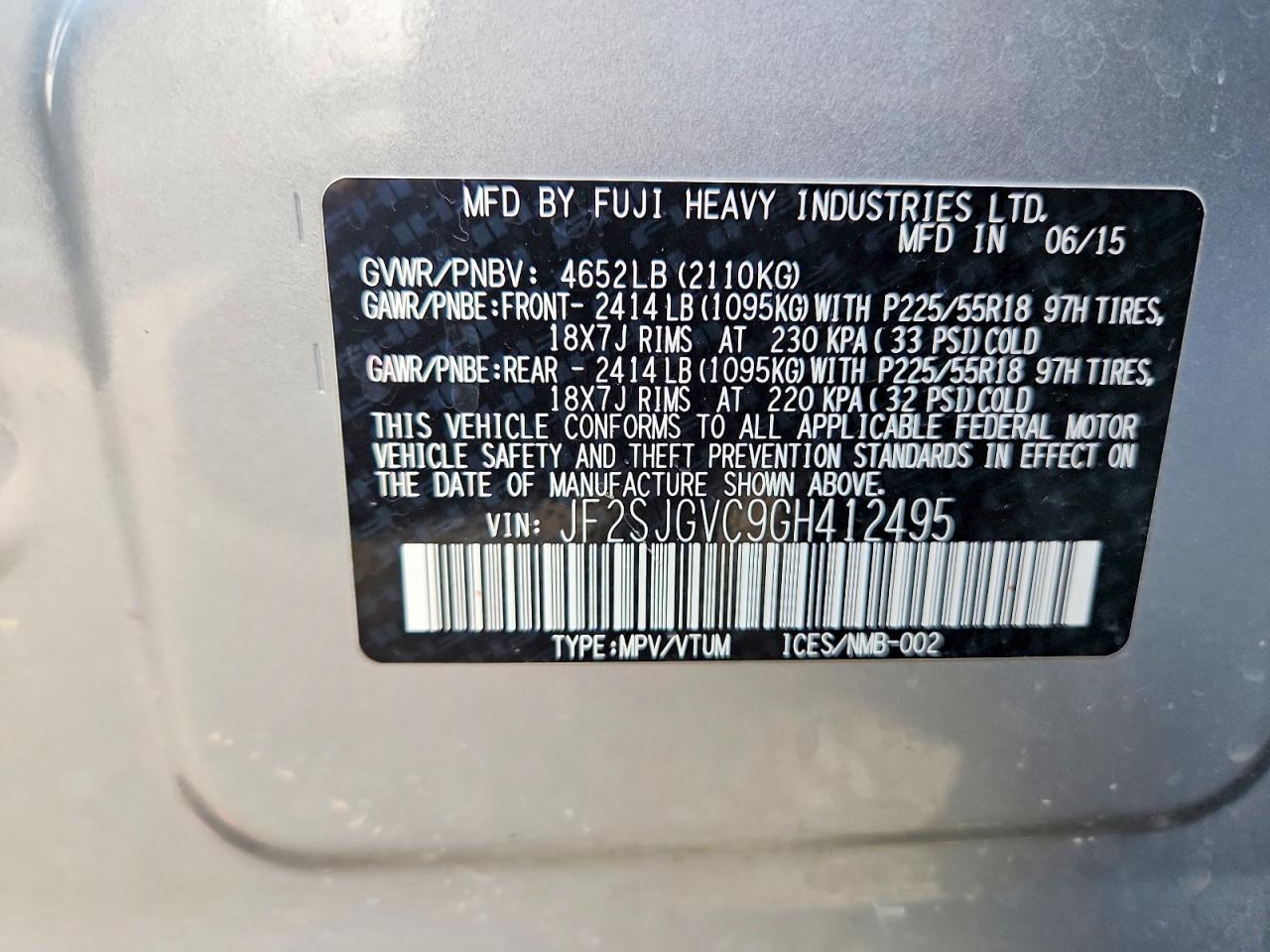 2016 SUBARU FORESTER