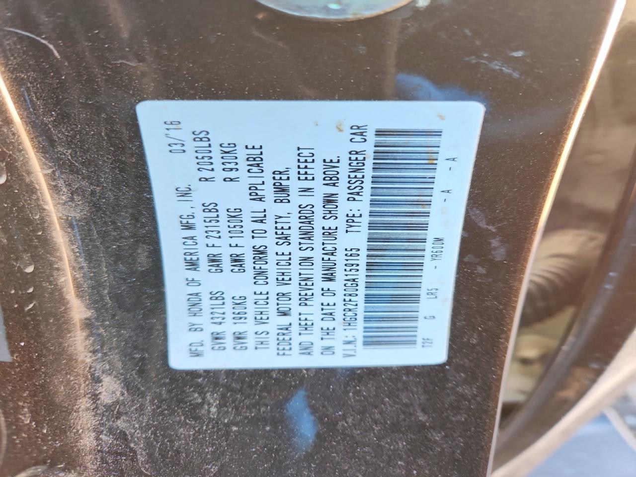 2016 HONDA ACCORD