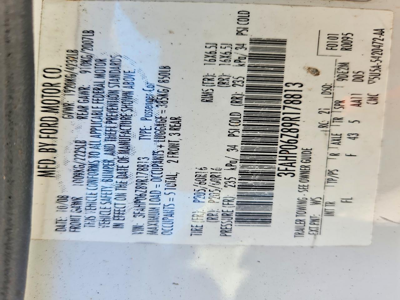2009 FORD FUSION