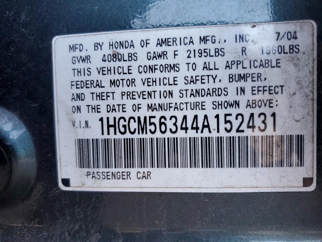 2004 HONDA ACCORD