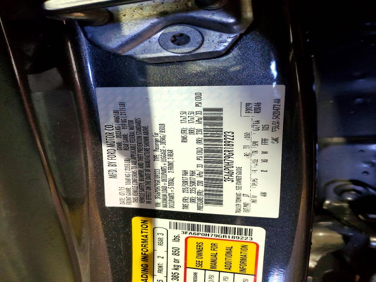 2016 FORD FUSION