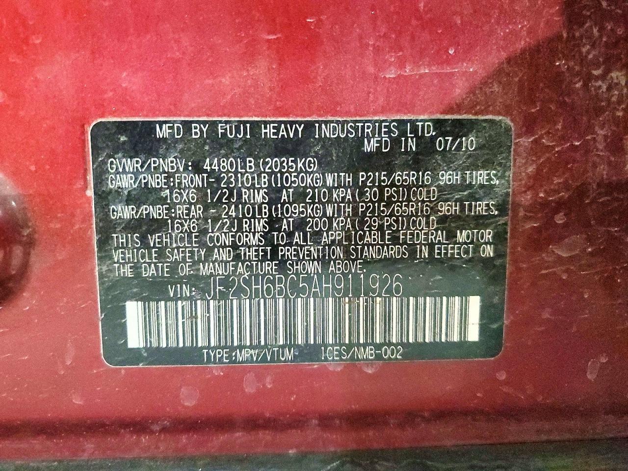 2010 SUBARU FORESTER