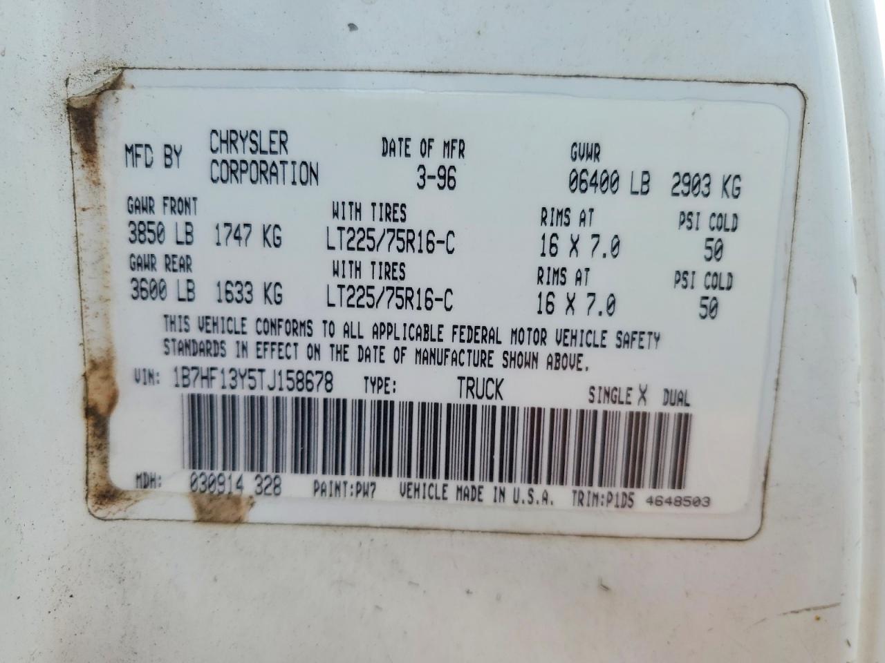 1996 DODGE RAM 1500