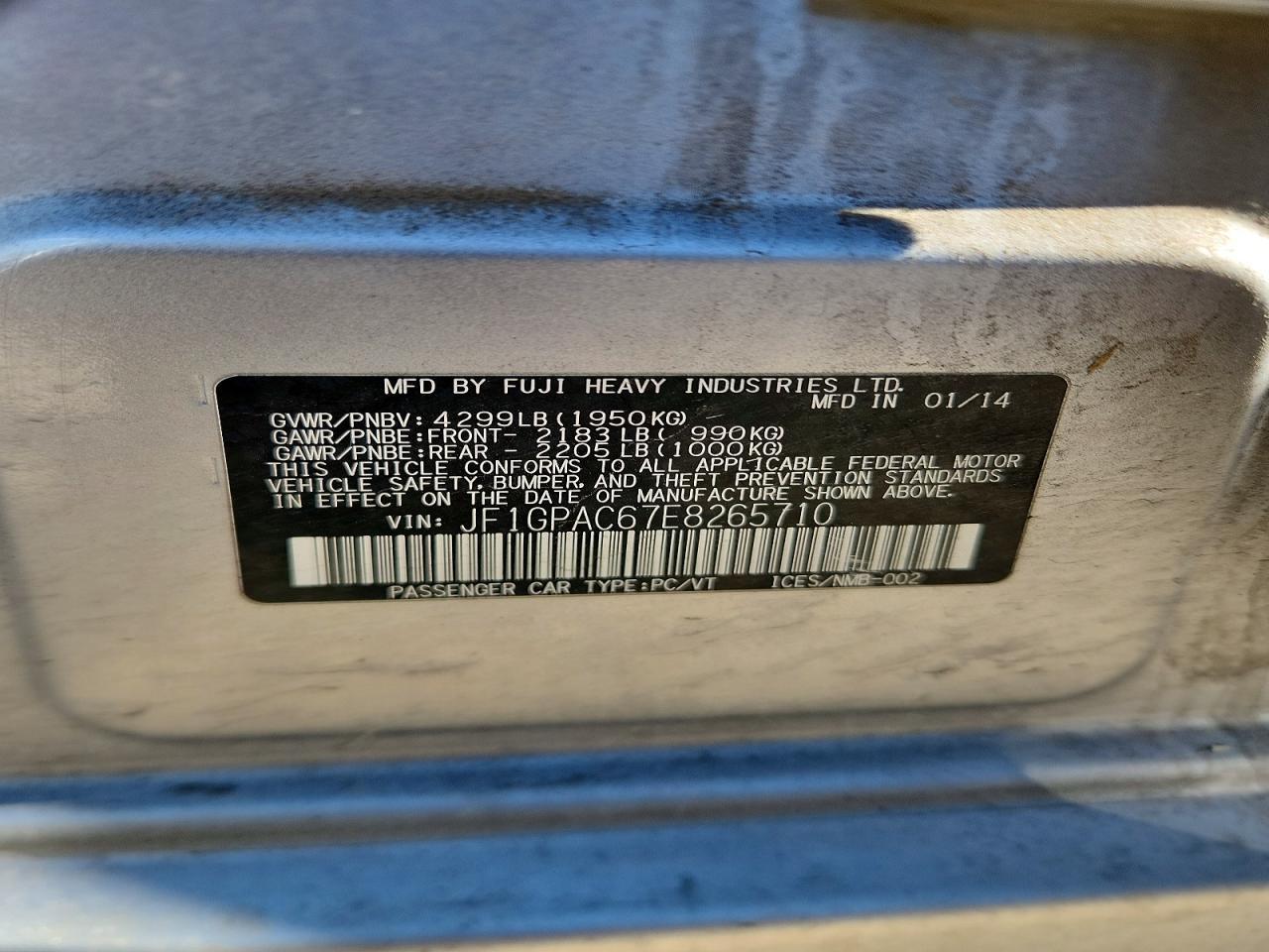 2014 SUBARU IMPREZA