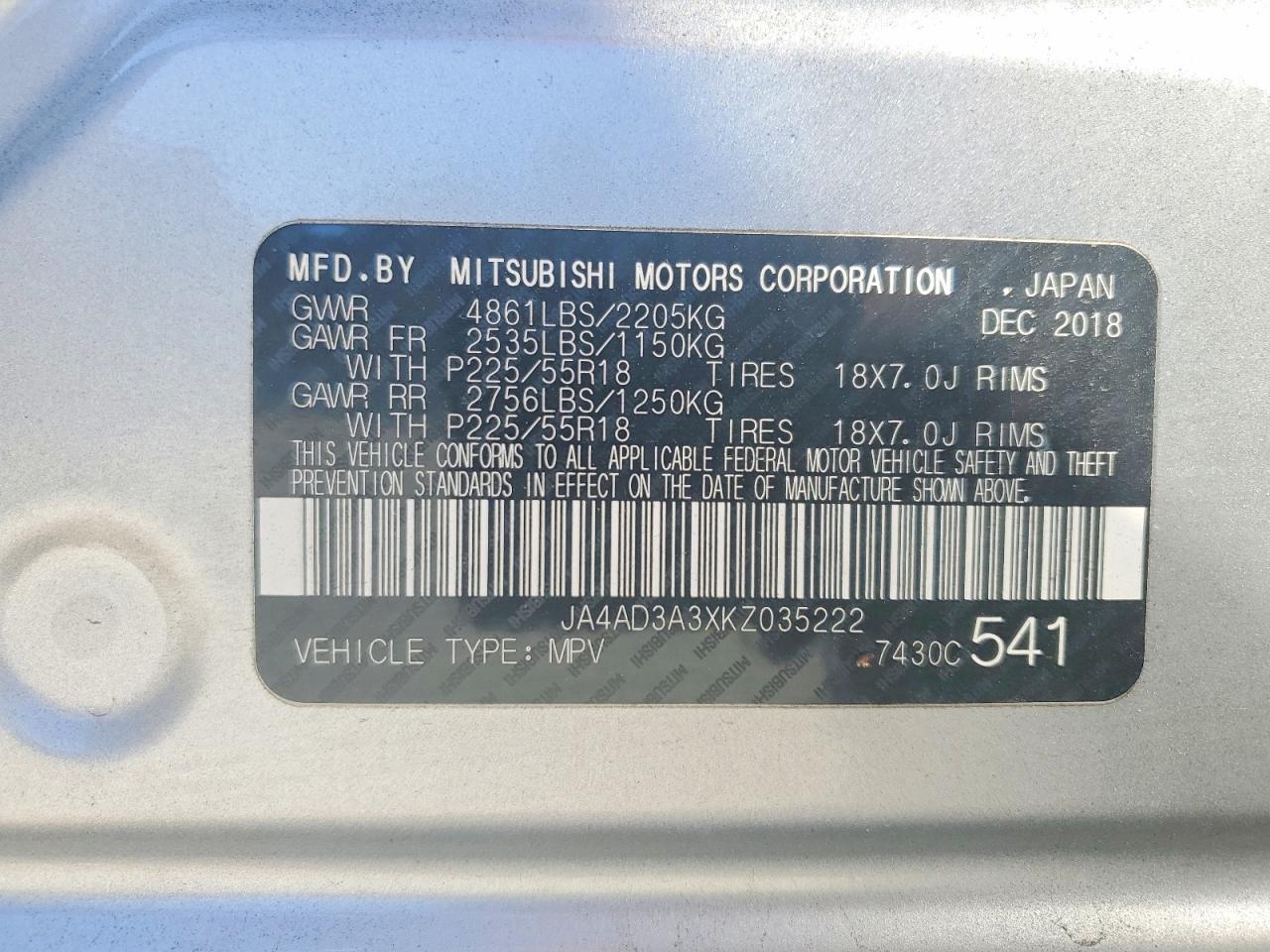 2019 MITSUBISHI outlander