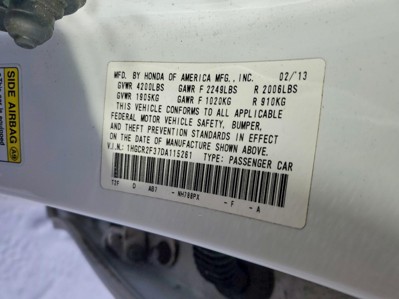 2013 HONDA ACCORD