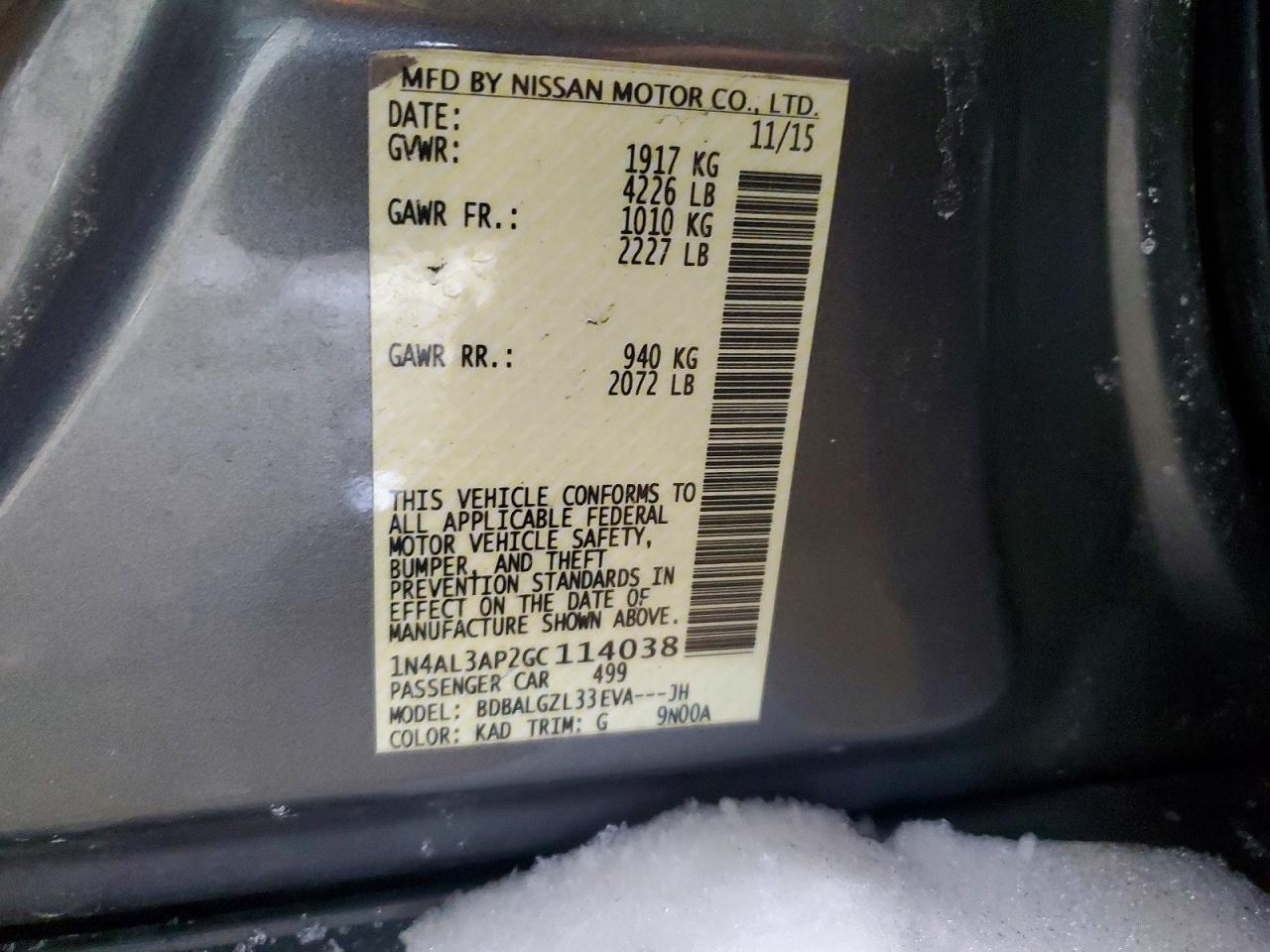 2016 NISSAN ALTIMA