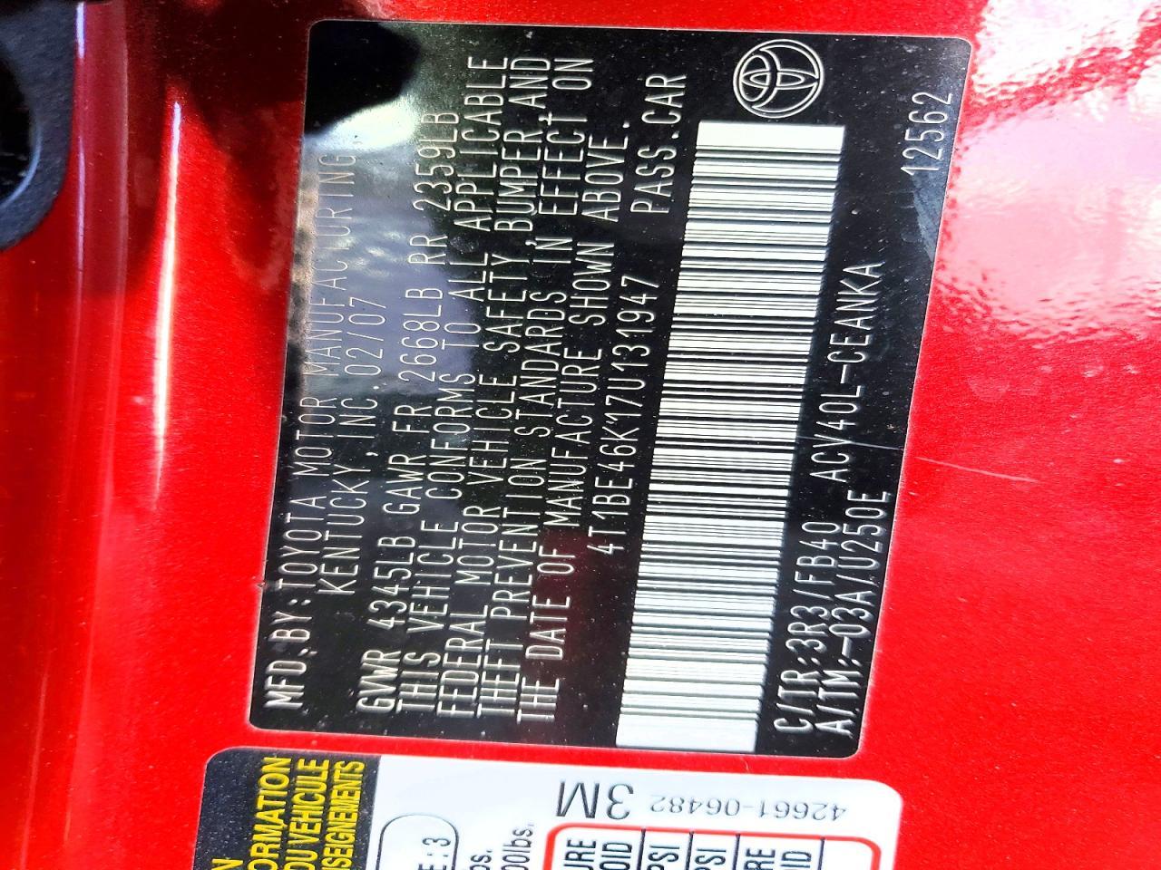 2007 TOYOTA CAMRY