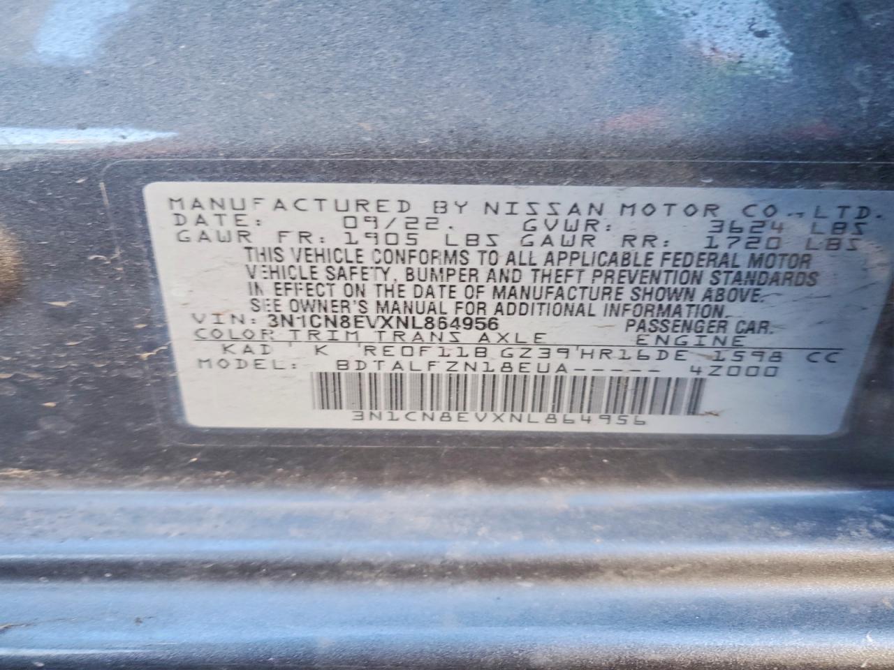 2022 NISSAN VERSA