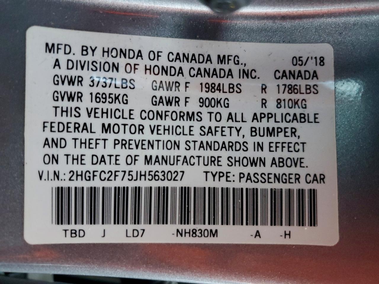 2018 HONDA CIVIC